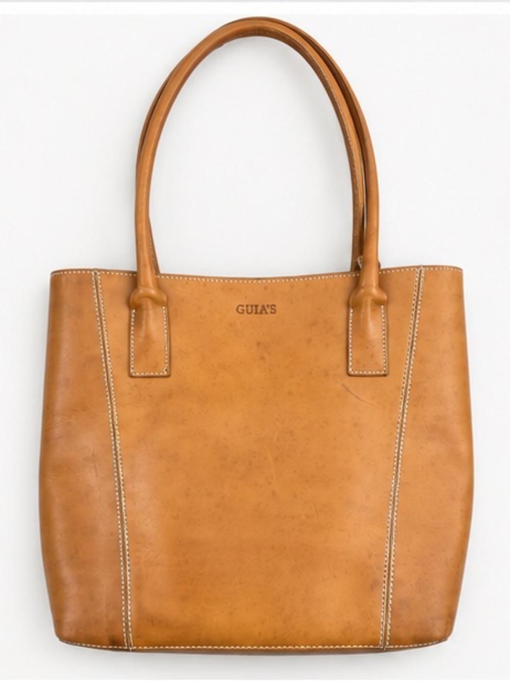 Vintage GUIA'S Italy Tan Leather Structured Tote Bag Handbag